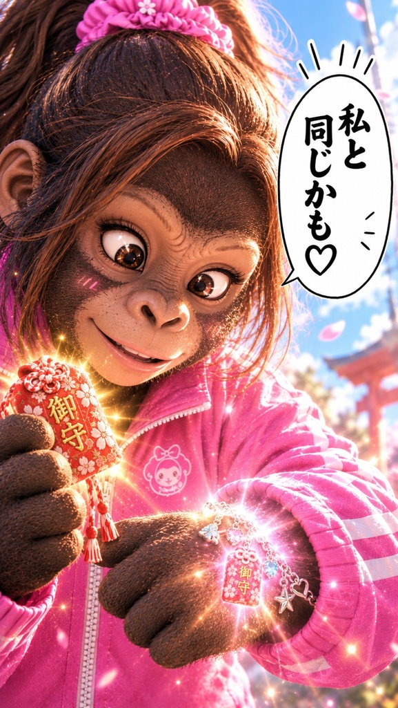 🩷🦍 桃ちゃん|御利益スマホ壁紙 3枚セット