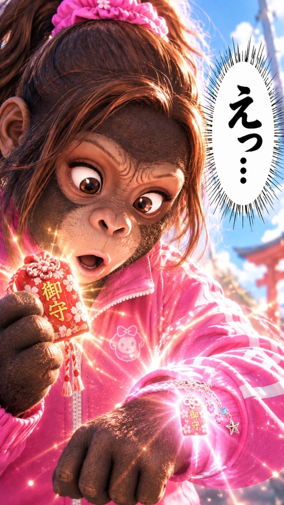 🩷🦍 桃ちゃん|御利益スマホ壁紙 3枚セット