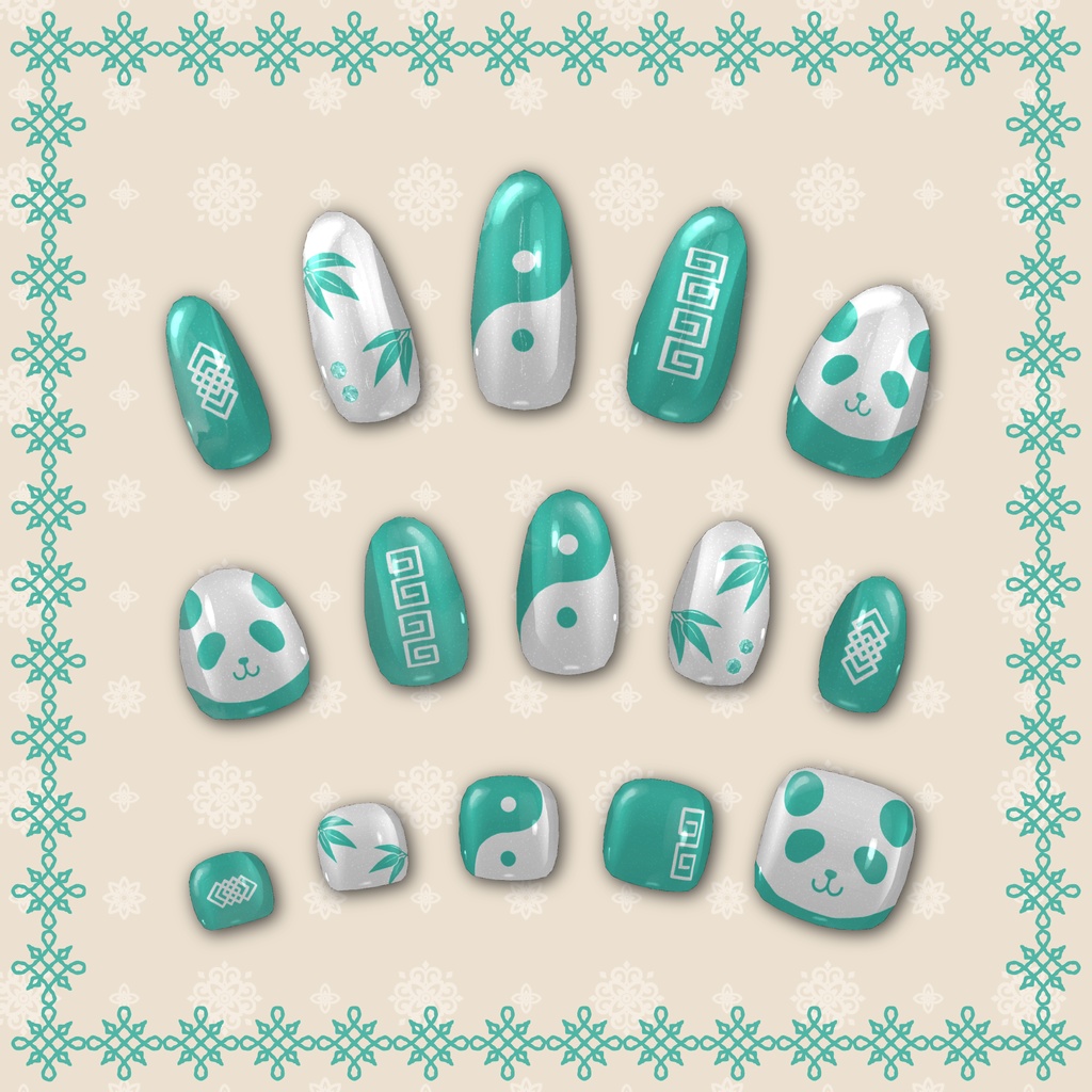 【ツールで簡単】チャイナ風パンダネイル【MDollnail対応】#電子の踊り場