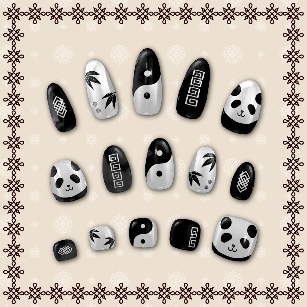 【ツールで簡単】チャイナ風パンダネイル【MDollnail対応】#電子の踊り場