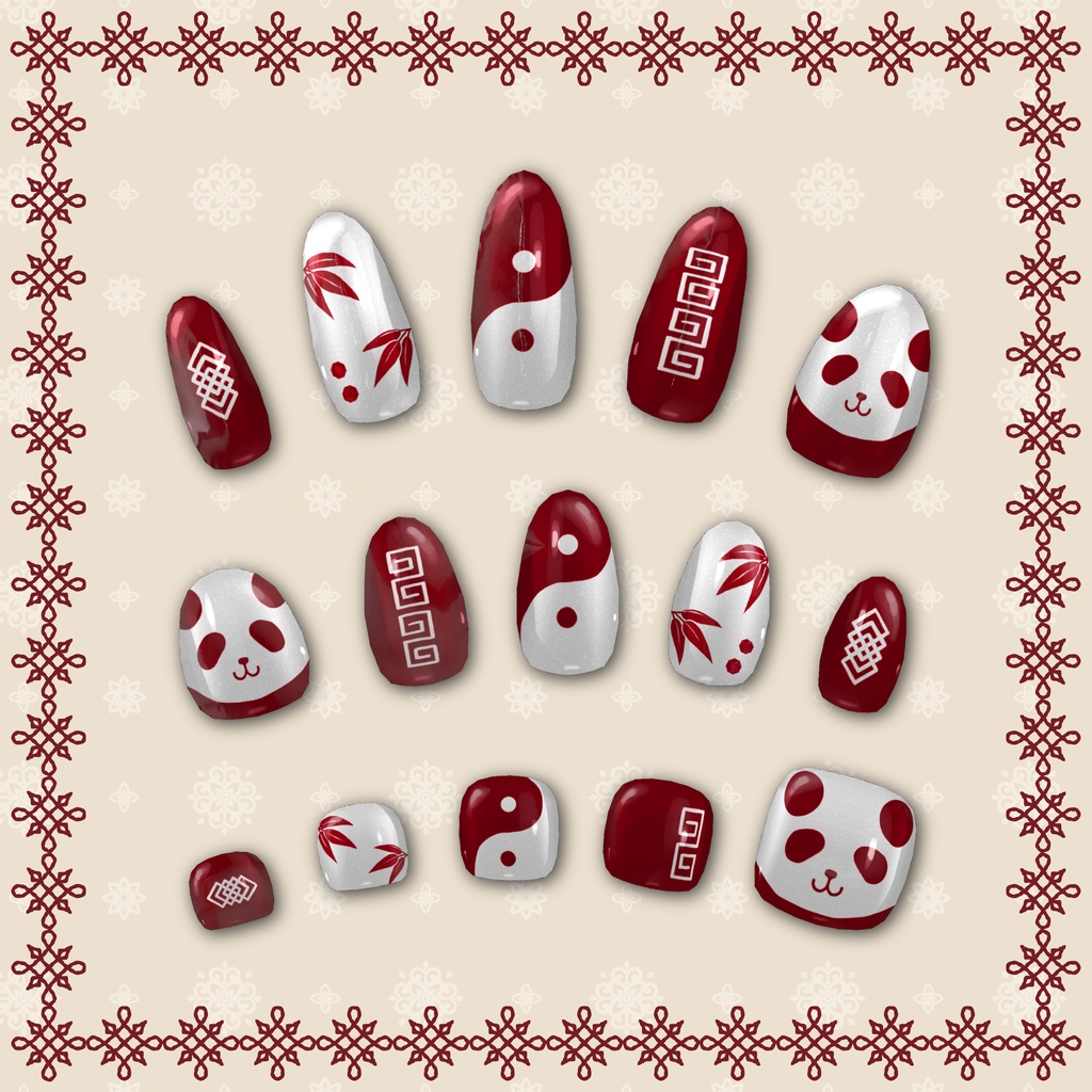 【ツールで簡単】チャイナ風パンダネイル【MDollnail対応】#電子の踊り場