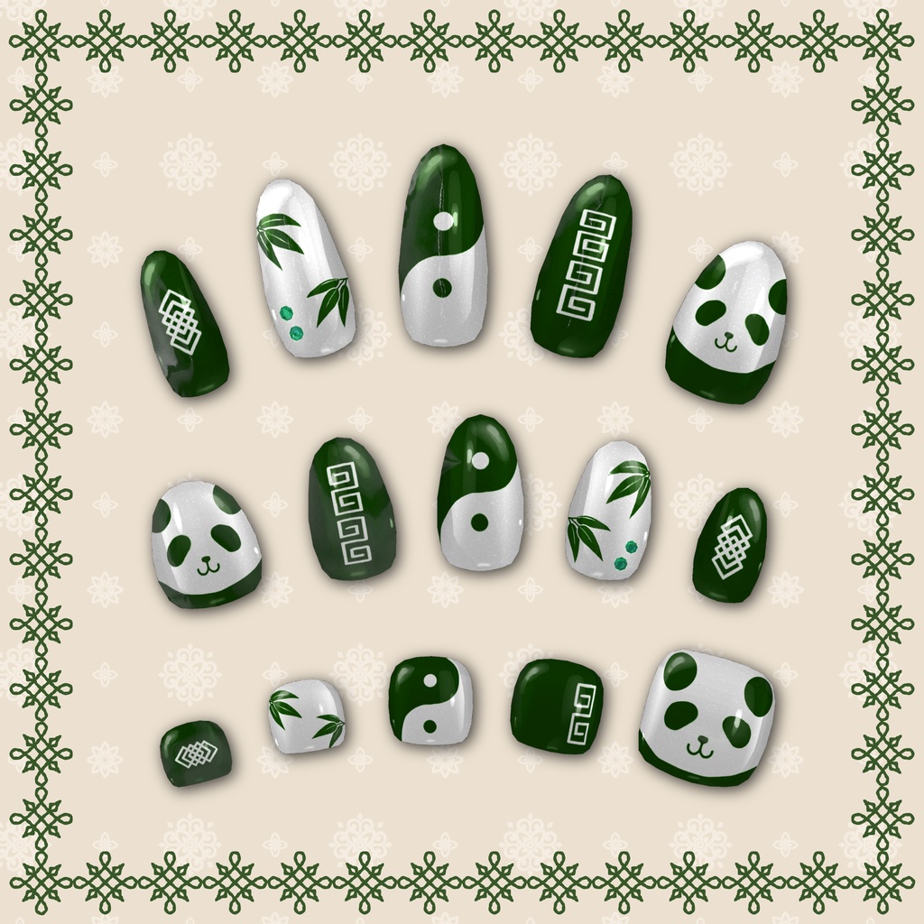 【ツールで簡単】チャイナ風パンダネイル【MDollnail対応】#電子の踊り場