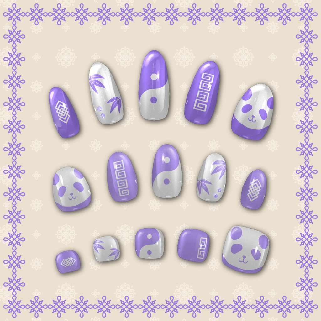 【ツールで簡単】チャイナ風パンダネイル【MDollnail対応】#電子の踊り場