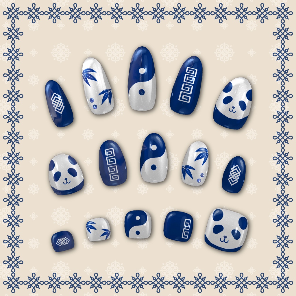 【ツールで簡単】チャイナ風パンダネイル【MDollnail対応】#電子の踊り場