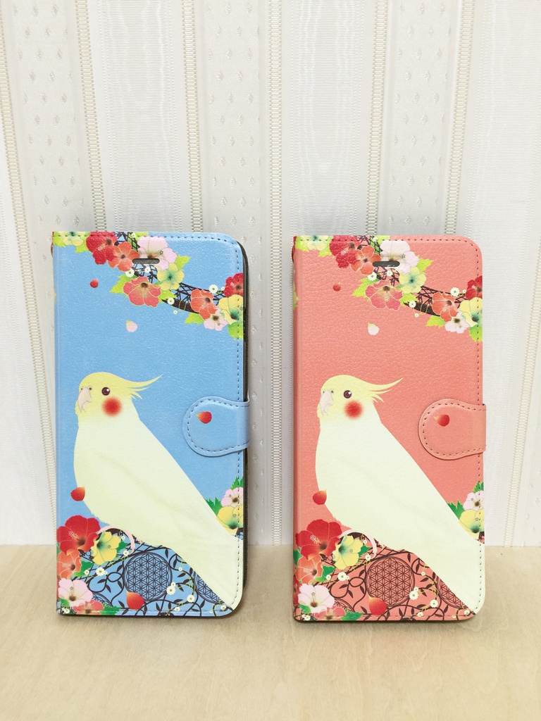 在庫無し【送料無料】オカメインコ 手帳型iphoneケース
