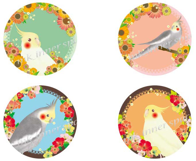 オカメインコ　ラバーコースター（丸型）