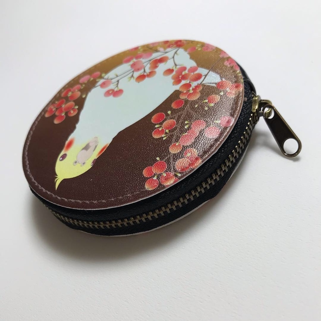 オカメインコ レザーコインケース<秋南天>