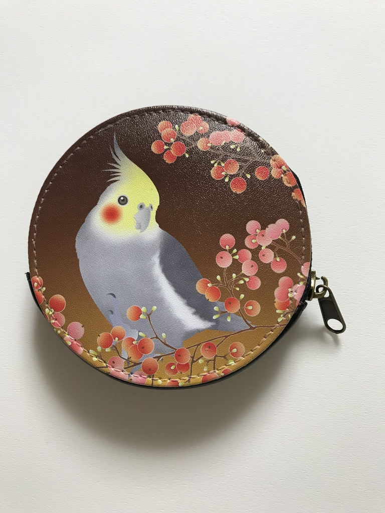 オカメインコ レザーコインケース<秋南天>