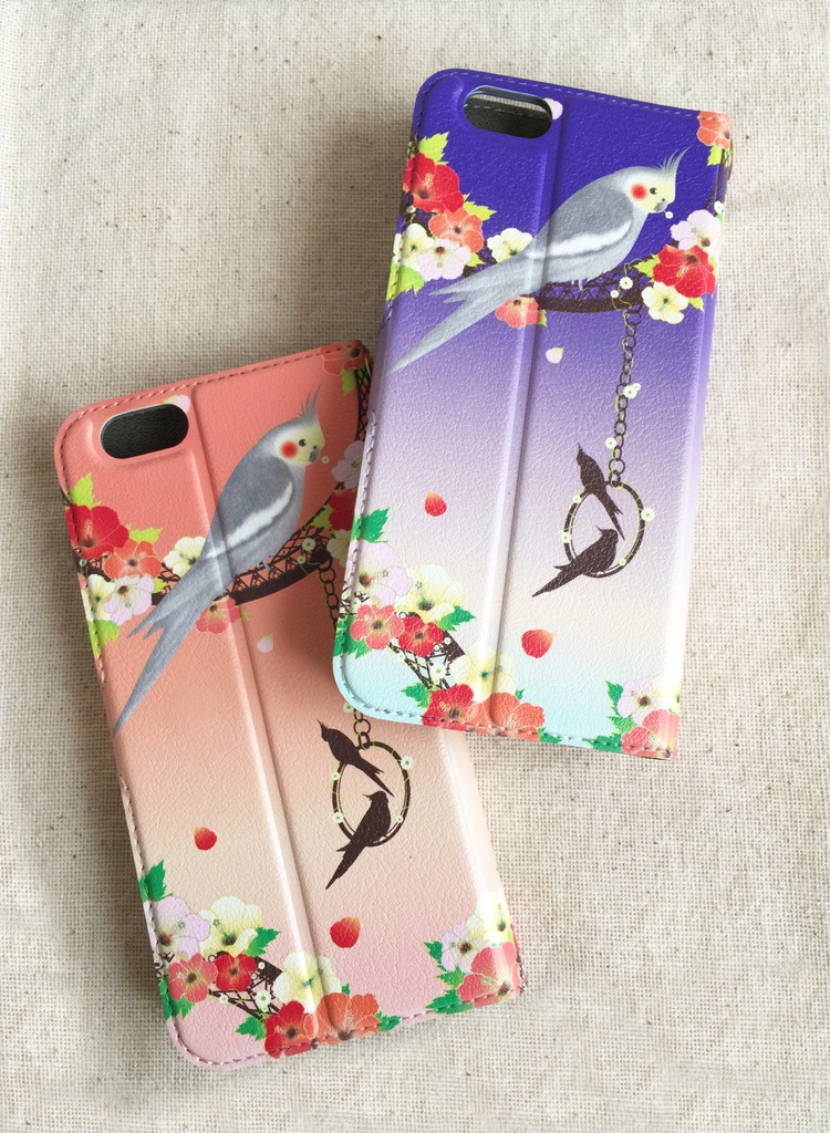 【送料無料/値下げしました】オカメインコ 手帳型iPhoneケース