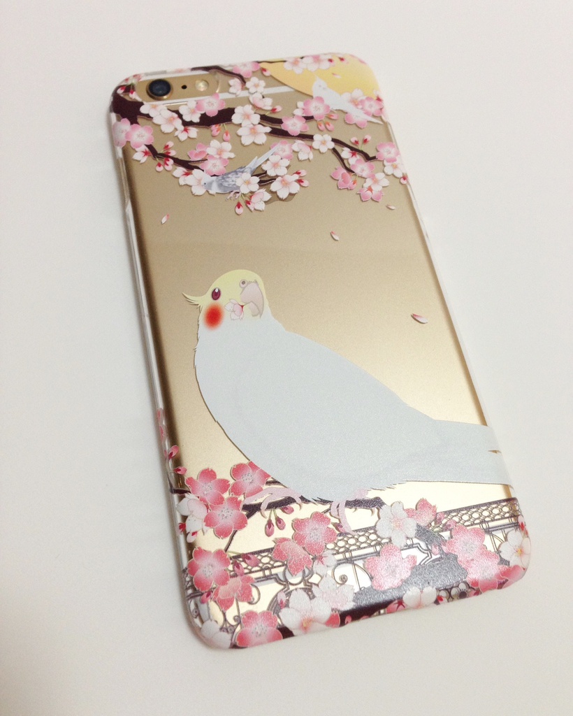 【にゃお様オーダー品】オカメインコ クリアケース／iPhone6sPlus【花桜】