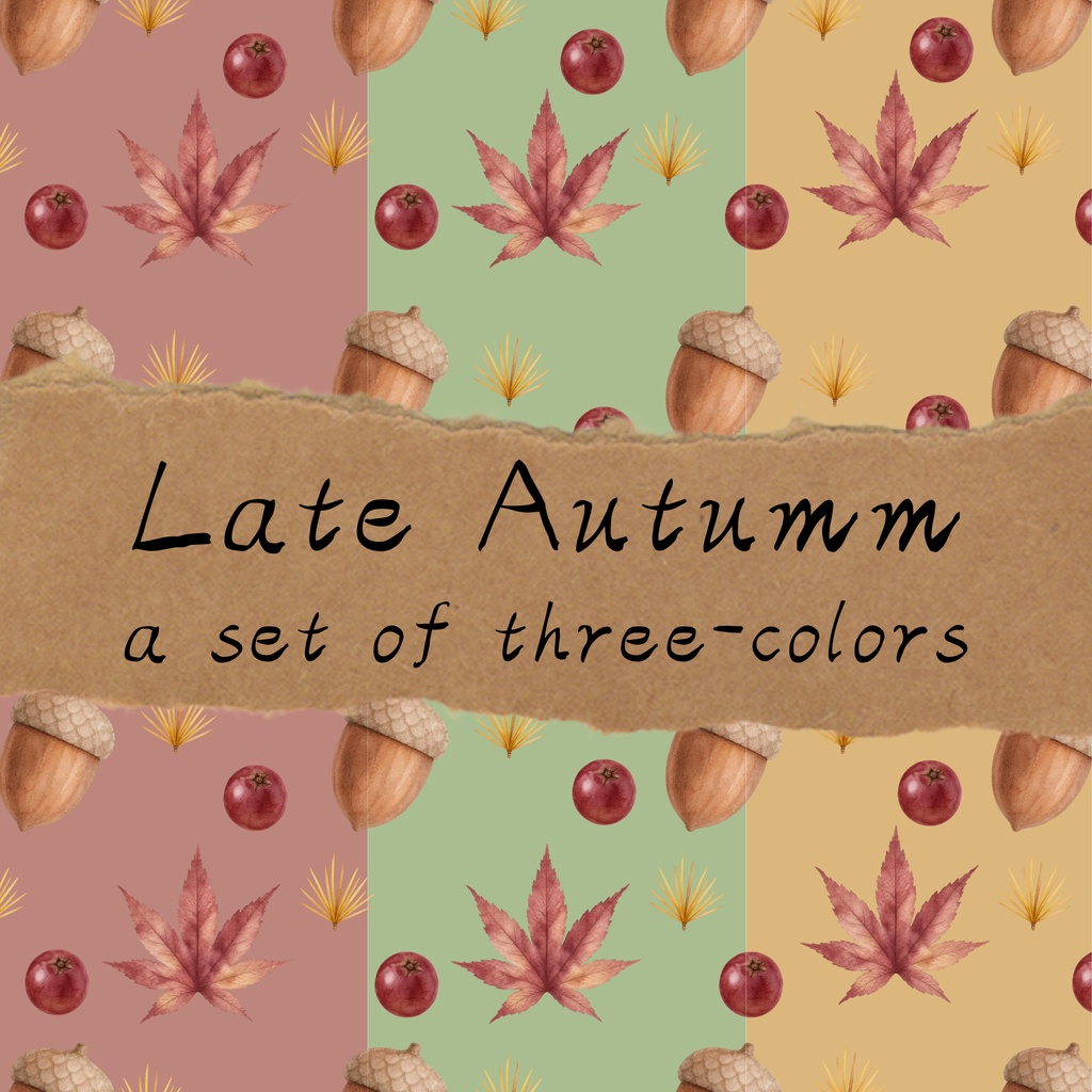 晩秋 / 大人可愛いくすみカラー素材 / Late Autumn / Chic and muted color design assets