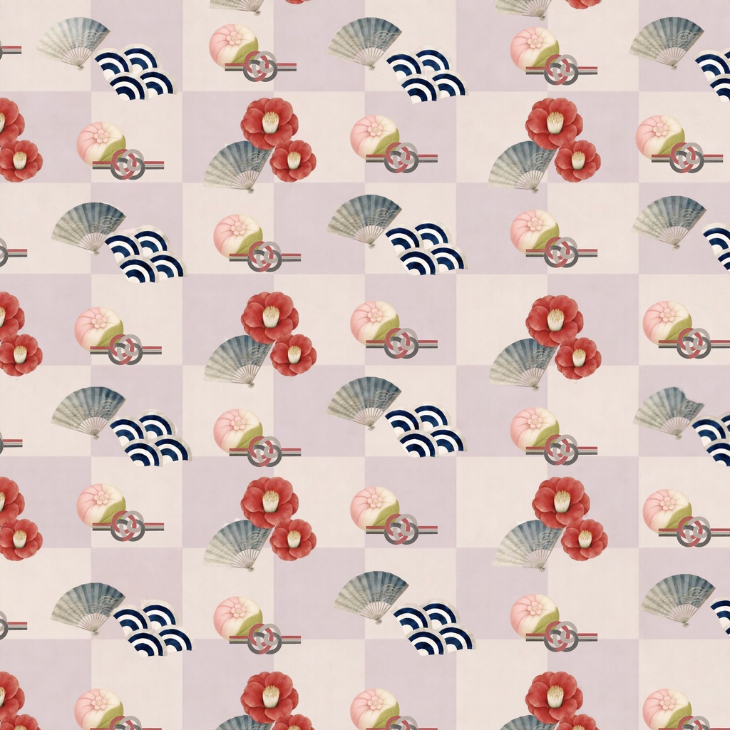 和モダン / 静寂の椿と彩り市松模様 / デジタルペーパー / 5色セットJapanese Modern / Elegant Camellia & Checkered Pattern / Digital Paper / 5-Color Set