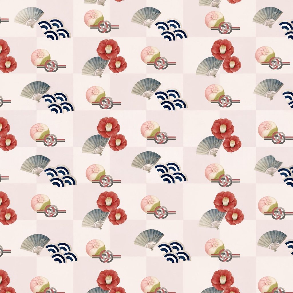 和モダン / 静寂の椿と彩り市松模様 / デジタルペーパー / 5色セットJapanese Modern / Elegant Camellia & Checkered Pattern / Digital Paper / 5-Color Set