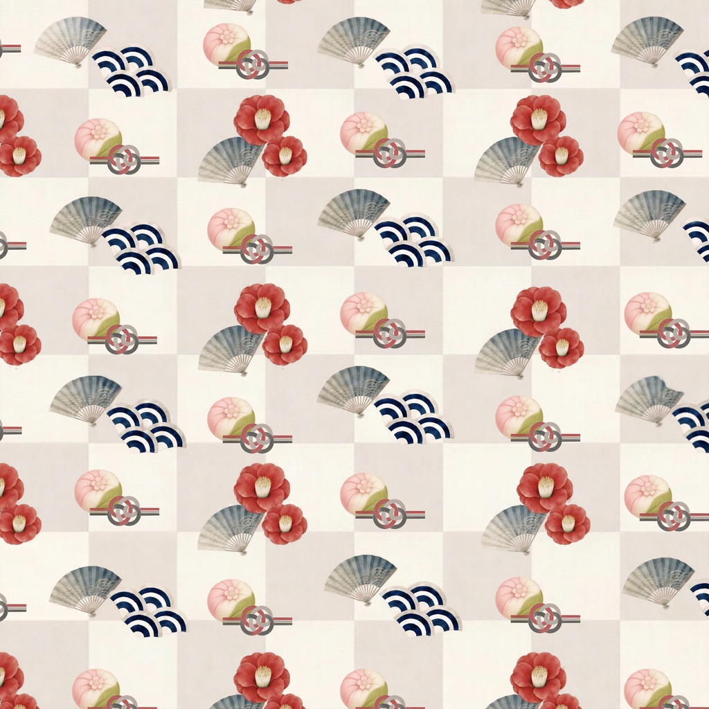 和モダン / 静寂の椿と彩り市松模様 / デジタルペーパー / 5色セットJapanese Modern / Elegant Camellia & Checkered Pattern / Digital Paper / 5-Color Set