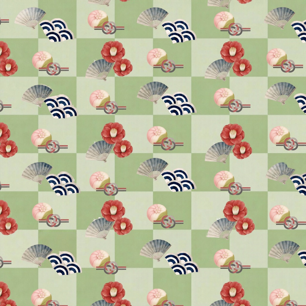 和モダン / 静寂の椿と彩り市松模様 / デジタルペーパー / 5色セットJapanese Modern / Elegant Camellia & Checkered Pattern / Digital Paper / 5-Color Set