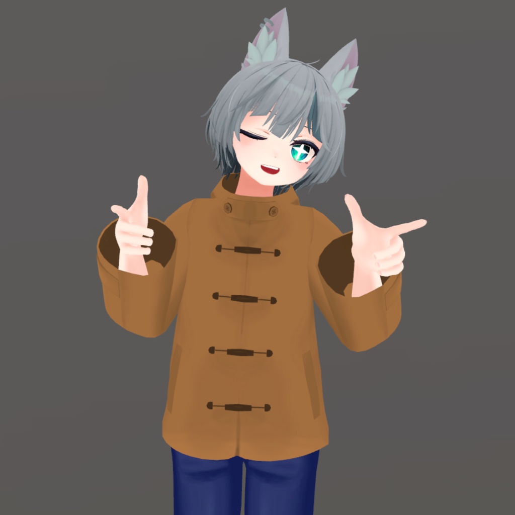 【ハオラン想定】ダッフルコート&ジーンズコーデセット衣装【キャメル|グレー|紺|黒】