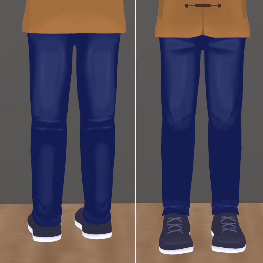 【ハオラン想定】ダッフルコート&ジーンズコーデセット衣装【キャメル|グレー|紺|黒】