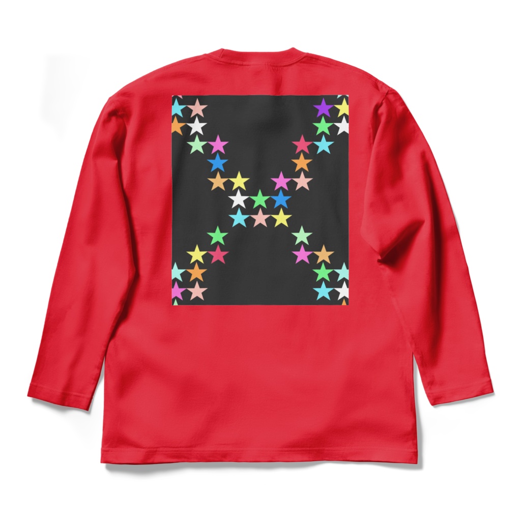 ロングスリーブTシャツ - L - レッド~星の交差