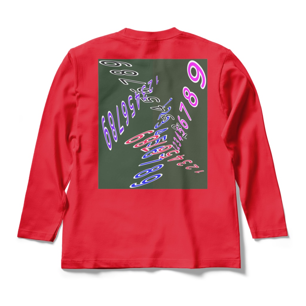 ロングスリーブTシャツ - M - レッド~並ぶ数字