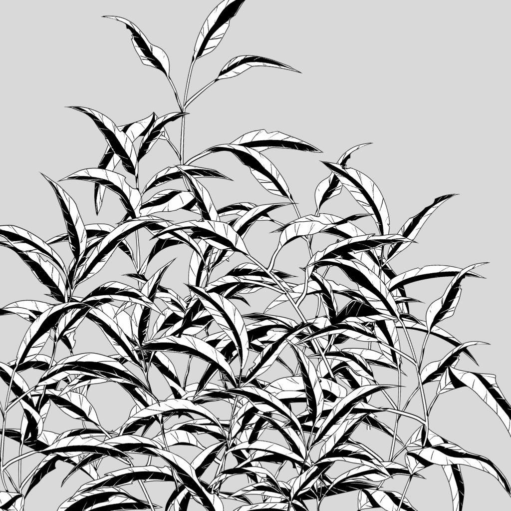 枯れた草葉ブラシ　線画(+影あり)