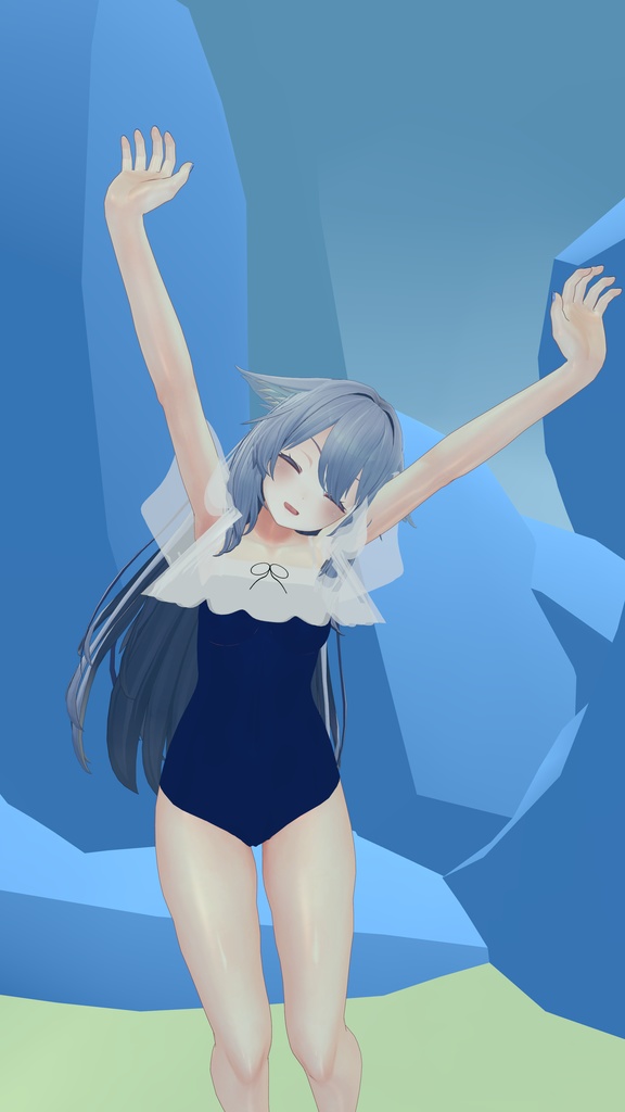 【VRChat】桔梗対応フリル付きスクール水着