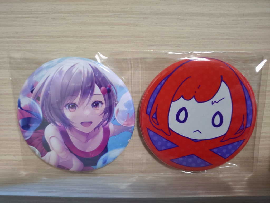 【6個~20個まで購入の方はこちら】エアバブルスイマー(エアバブちゃん)&404ルサンチガール(MEIKO標識)缶バッジセット