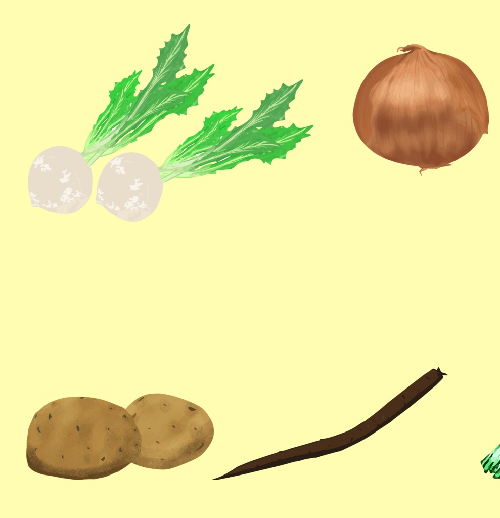 野菜のイラストセット22種 食に関するTRPG・ゲームアイテムや料理・レシピの定番野菜セット