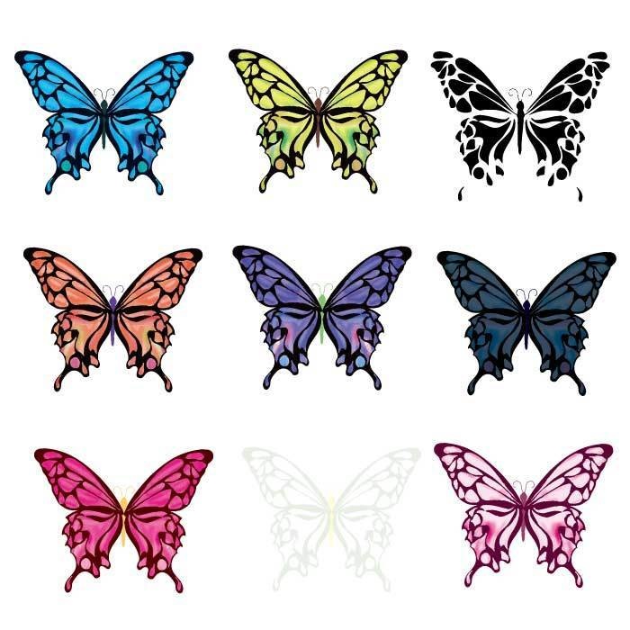 綺麗な蝶々のベクター or 高解像度PNG(背景透過)イラスト9種類