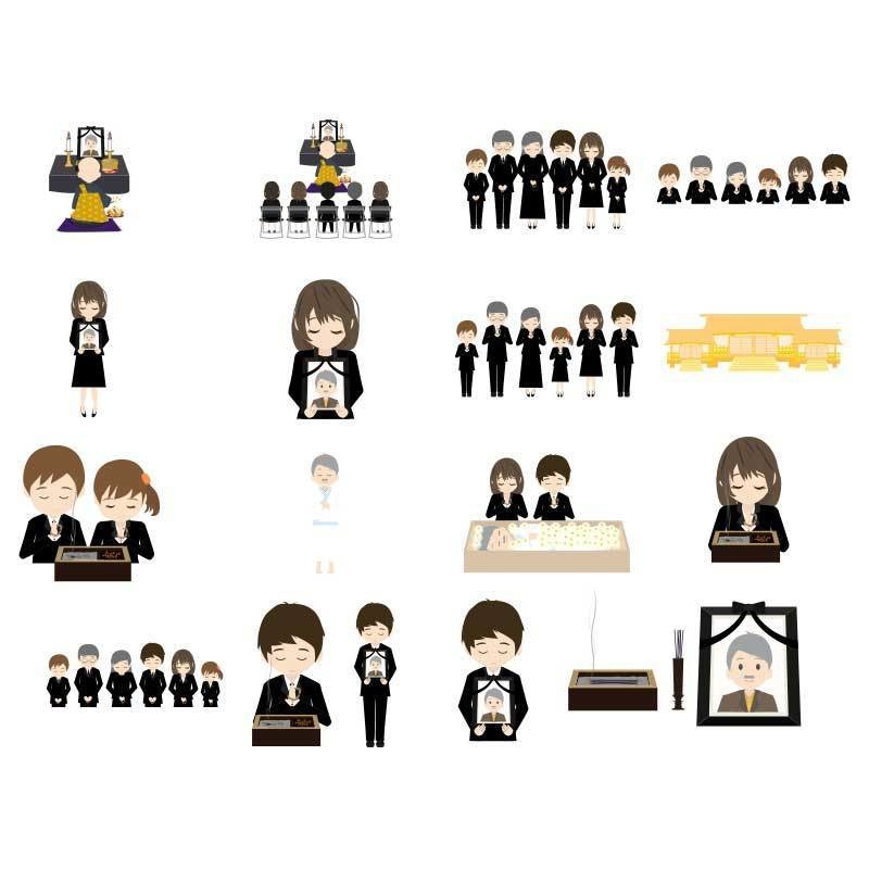 お葬式のイメージデザインセット ベクター Chicodeza Pixiv Booth Booth