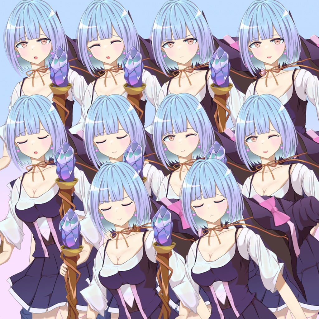 立ち絵 - 蒼い魔法使いの女の子 -全身/TRPG素材【NO172】