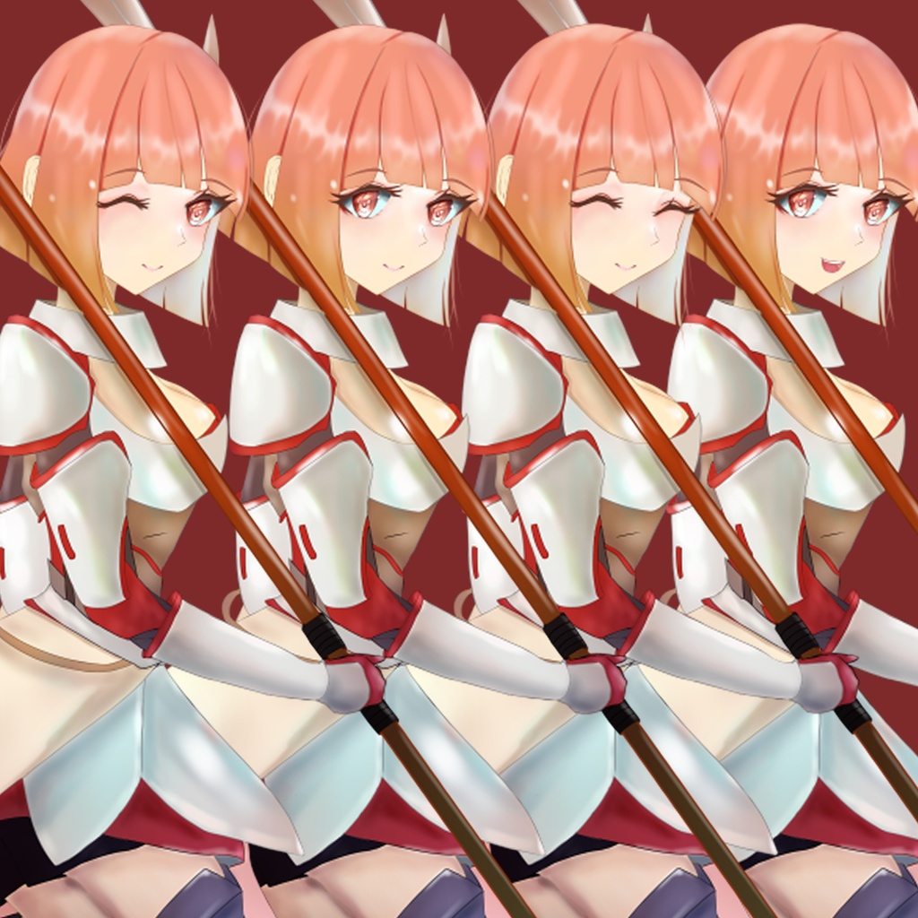 立ち絵 - 槍使いの女の子/ショート/全身/TRPG素材【NO153】