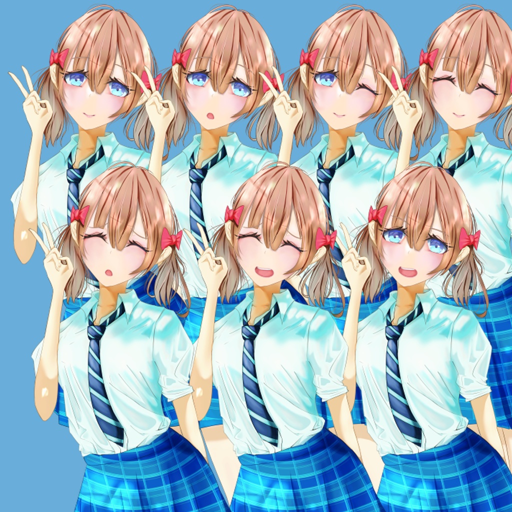 二つ結びの女子高生の立ち絵 /全身/TRPG素材【NO152】