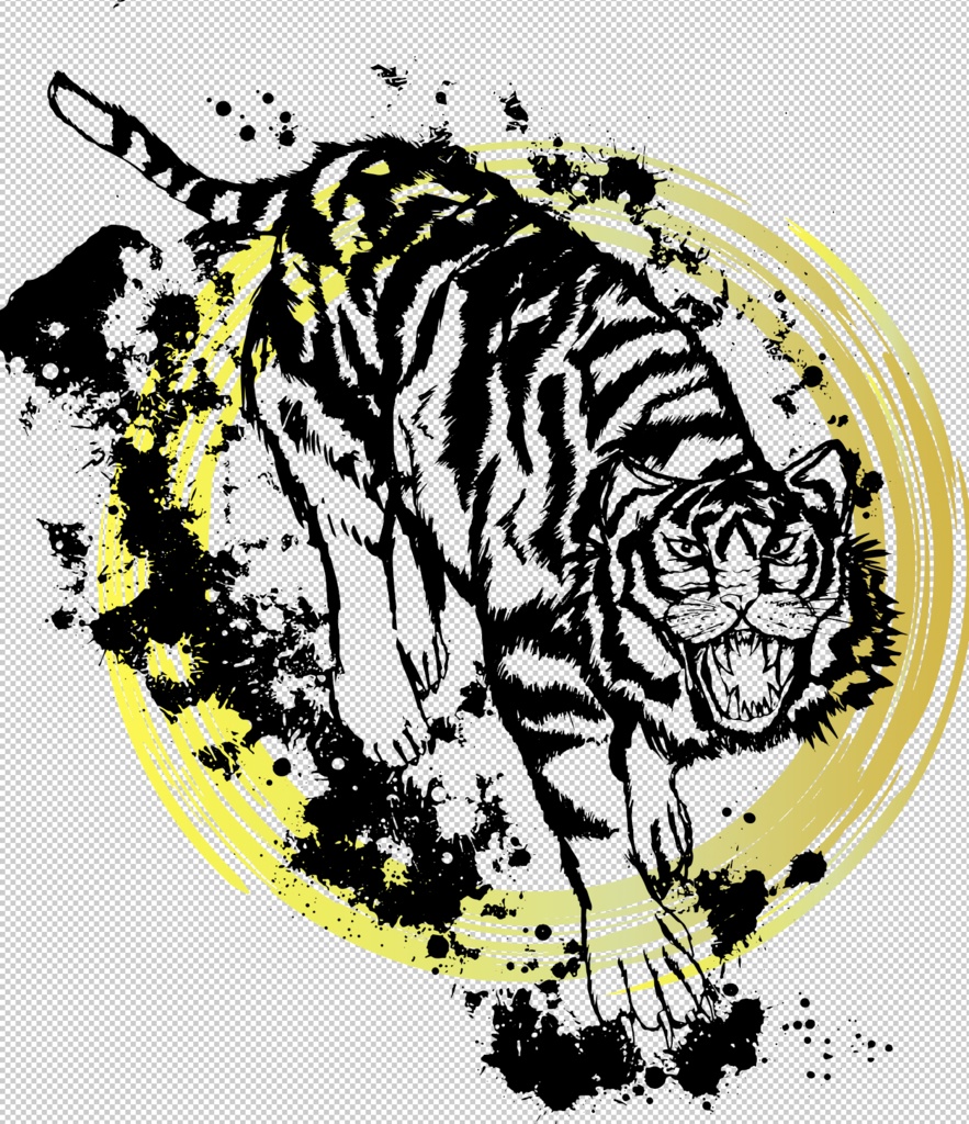 虎の墨絵ベクターイラスト