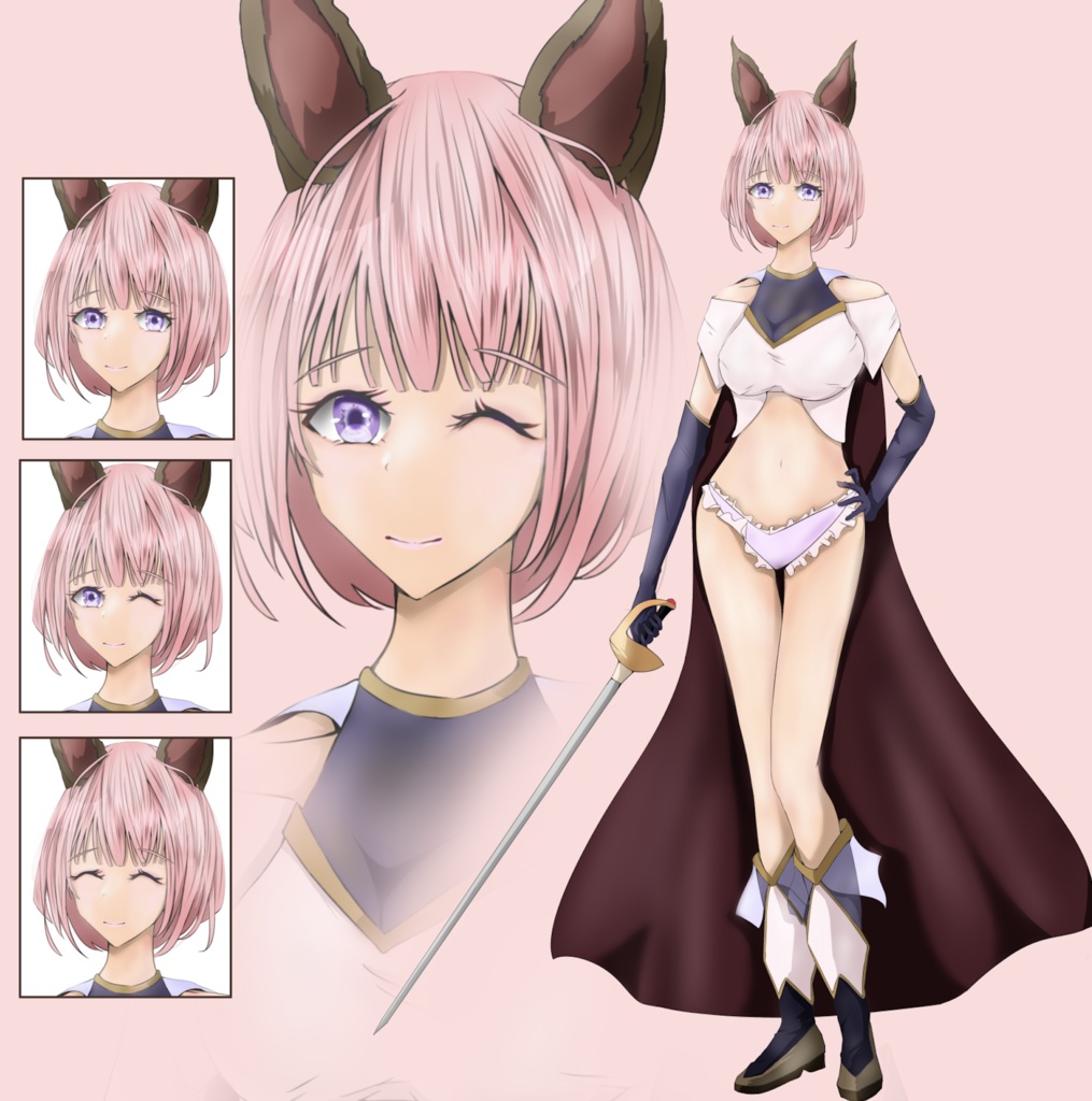 立ち絵素材セット - 女剣士の立ち絵6人vol.1【高解像度png全19枚】/TRPG素材