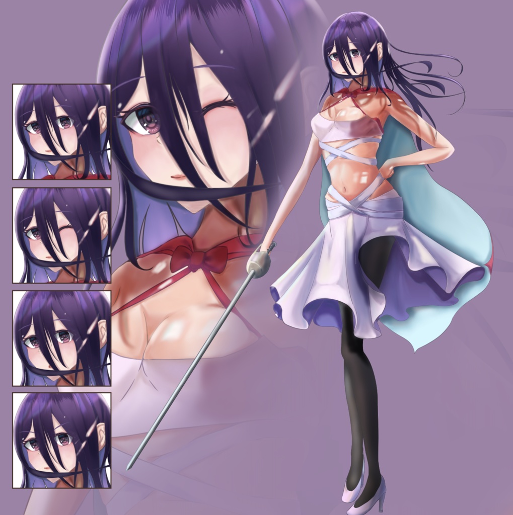 立ち絵素材セット - 女剣士の立ち絵6人vol.1【高解像度png全19枚】/TRPG素材