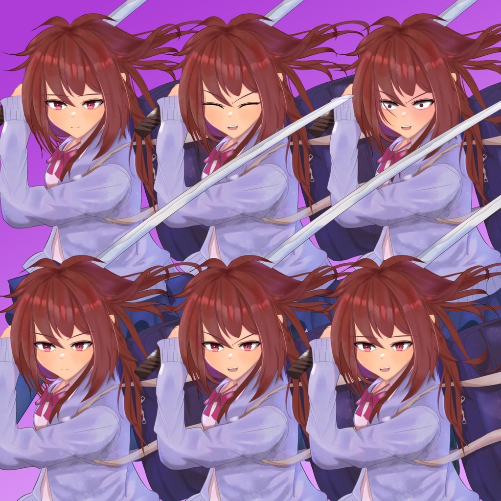 立ち絵素材 - 刀を持った剣士の女子高生/TRPG素材【NO188】