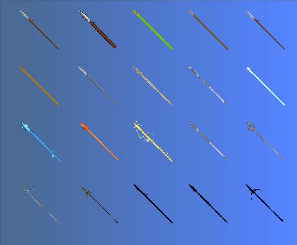 槍20セット 武器のイラスト 高解像度png or ベクター素材