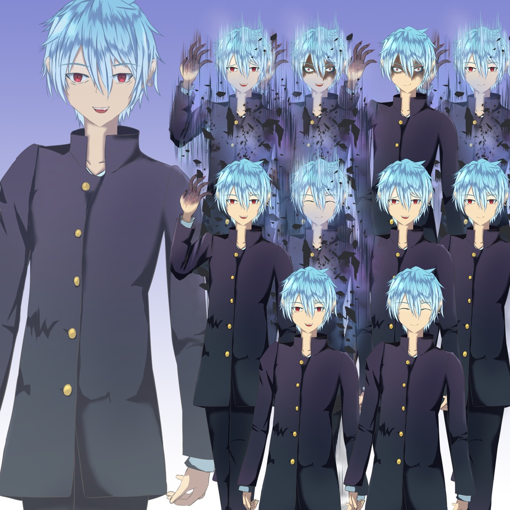 立ち絵素材 - ダークな学ランの男/全身/TRPG素材【NO171】