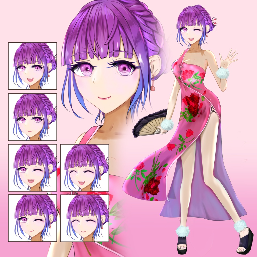 立ち絵素材 - チャイナ服の女の子/銀髪/イメージ差分/TRPG素材【NO140】