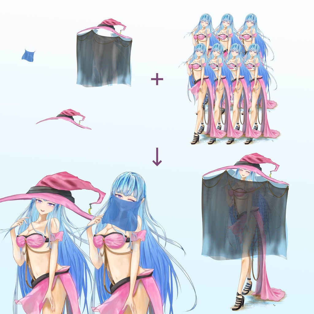 立ち絵素材 - ピンク色の魔女の女の子/TRPG素材【NO180】