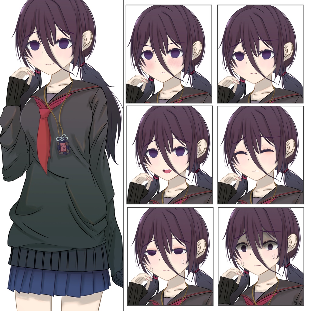 立ち絵素材 - 二つ結びの女子高生/TRPG素材【NO215】