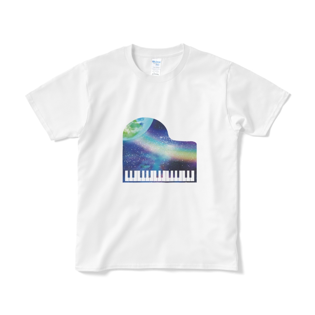 宇宙のピアノシルエットTシャツ