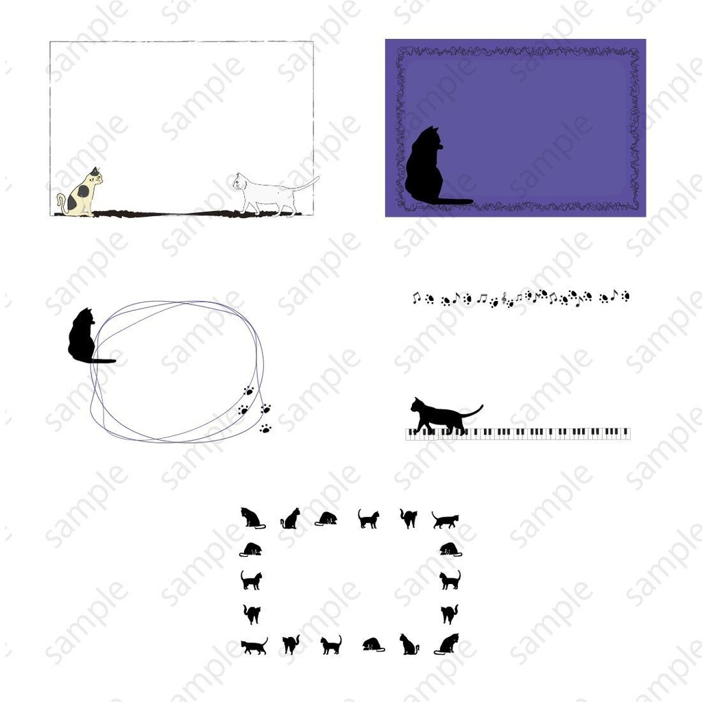 猫のフレームイラスト素材 - ベクターor高解像度PNG25セット