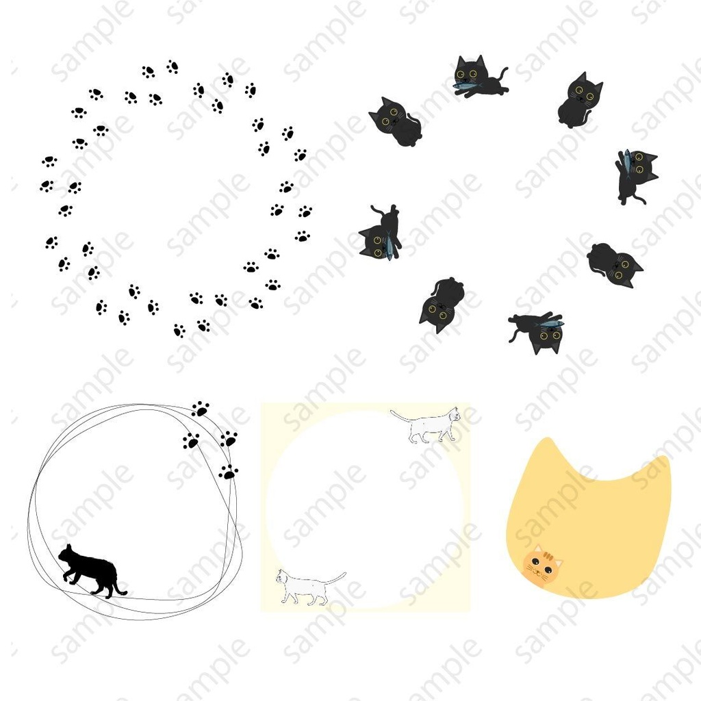 猫のフレームイラスト素材 - ベクターor高解像度PNG25セット