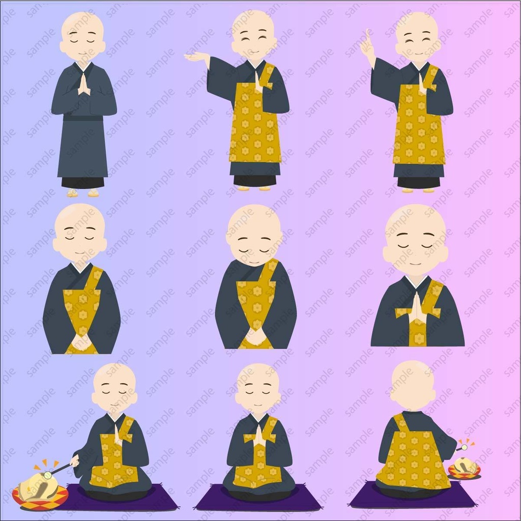 かわいいお坊さんのベクターor高解像度PNGイラスト