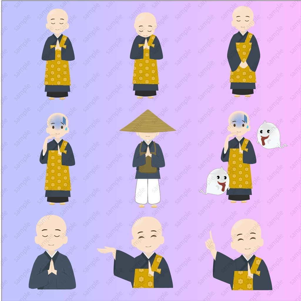かわいいお坊さんのベクターor高解像度PNGイラスト