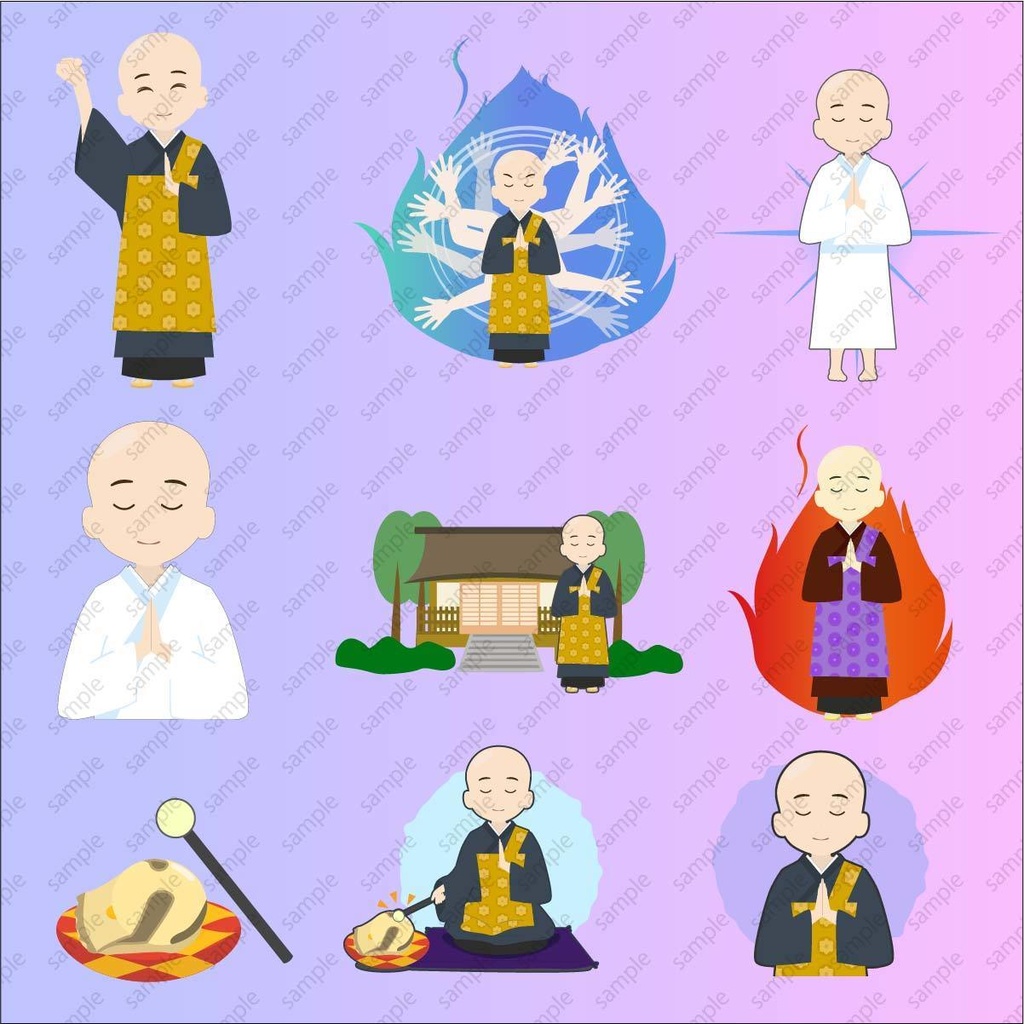 かわいいお坊さんのベクターor高解像度PNGイラスト