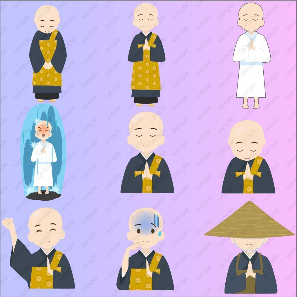 かわいいお坊さんのベクターor高解像度PNGイラスト
