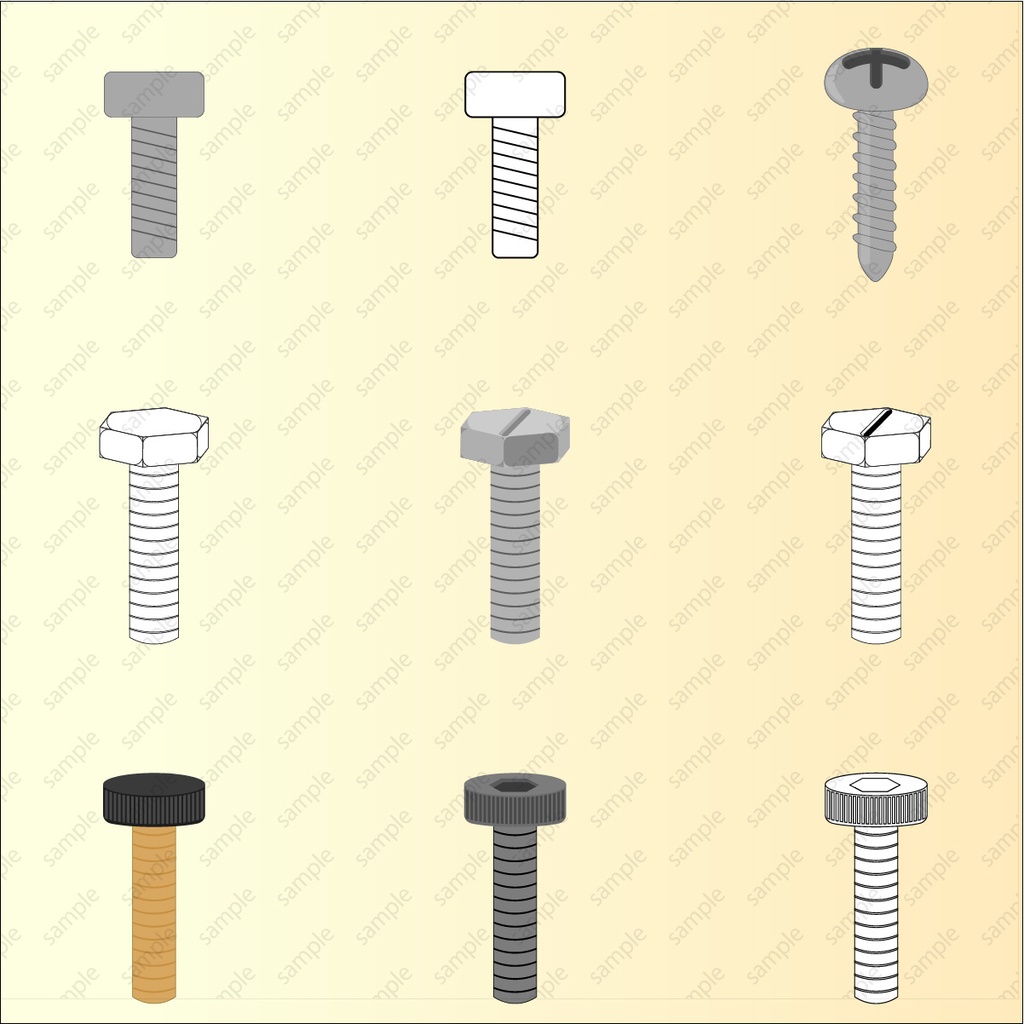 ネジ・ボルト・ナット・ワッシャーのベクターor高解像度PNGイラスト素材(30種以上)