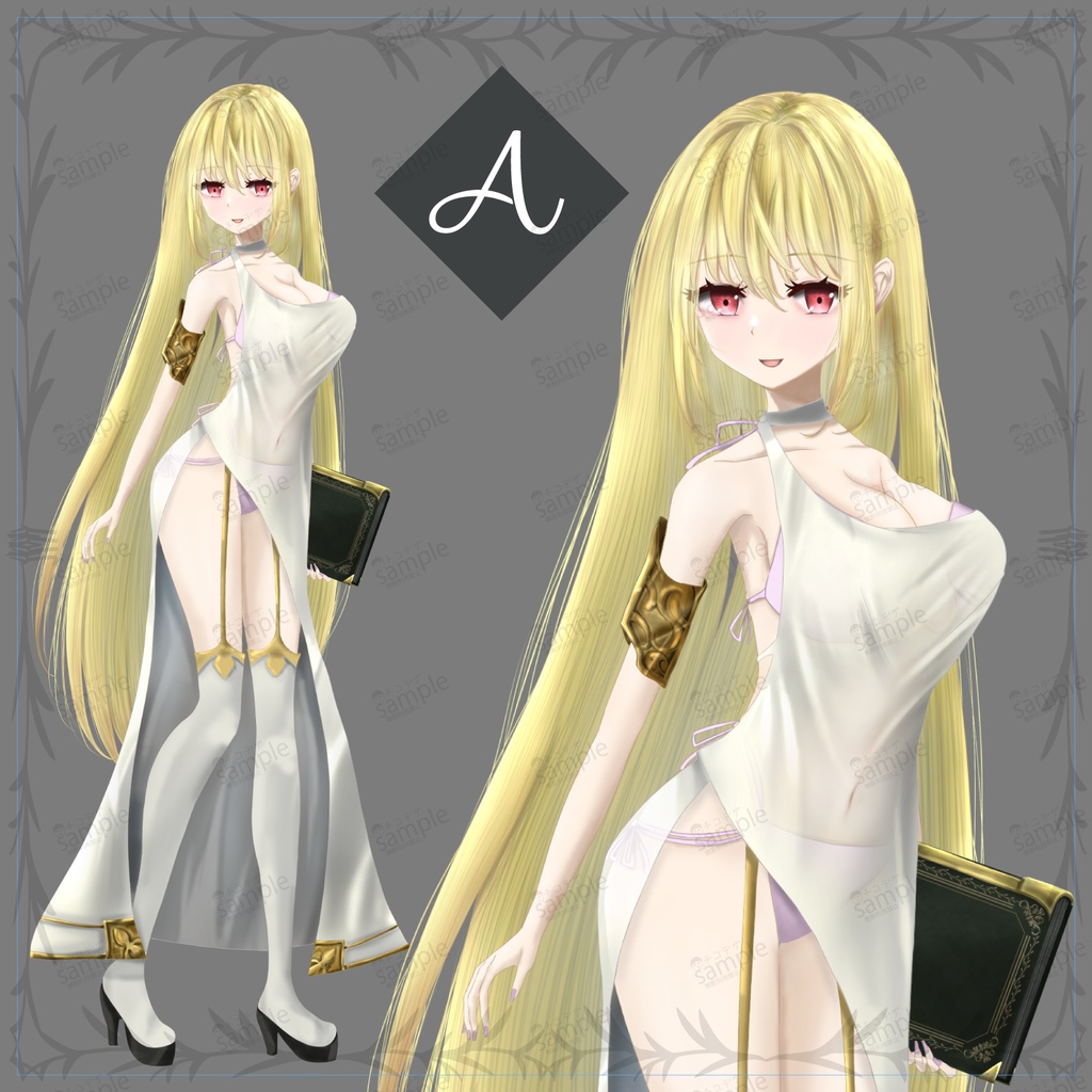 召喚士・魔法使いの女の子TRPG立ち絵素材/白/金髪ファンタジー【367】